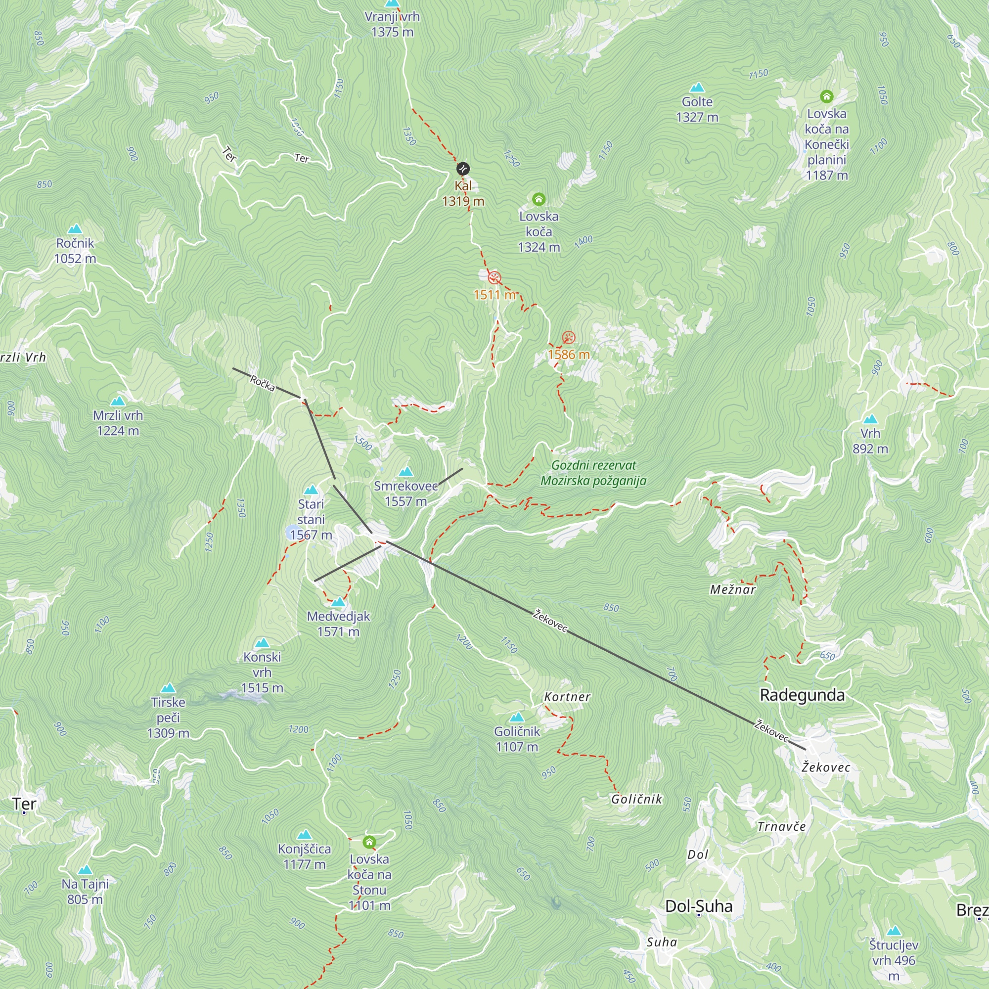 Mozirska koča na Golteh map