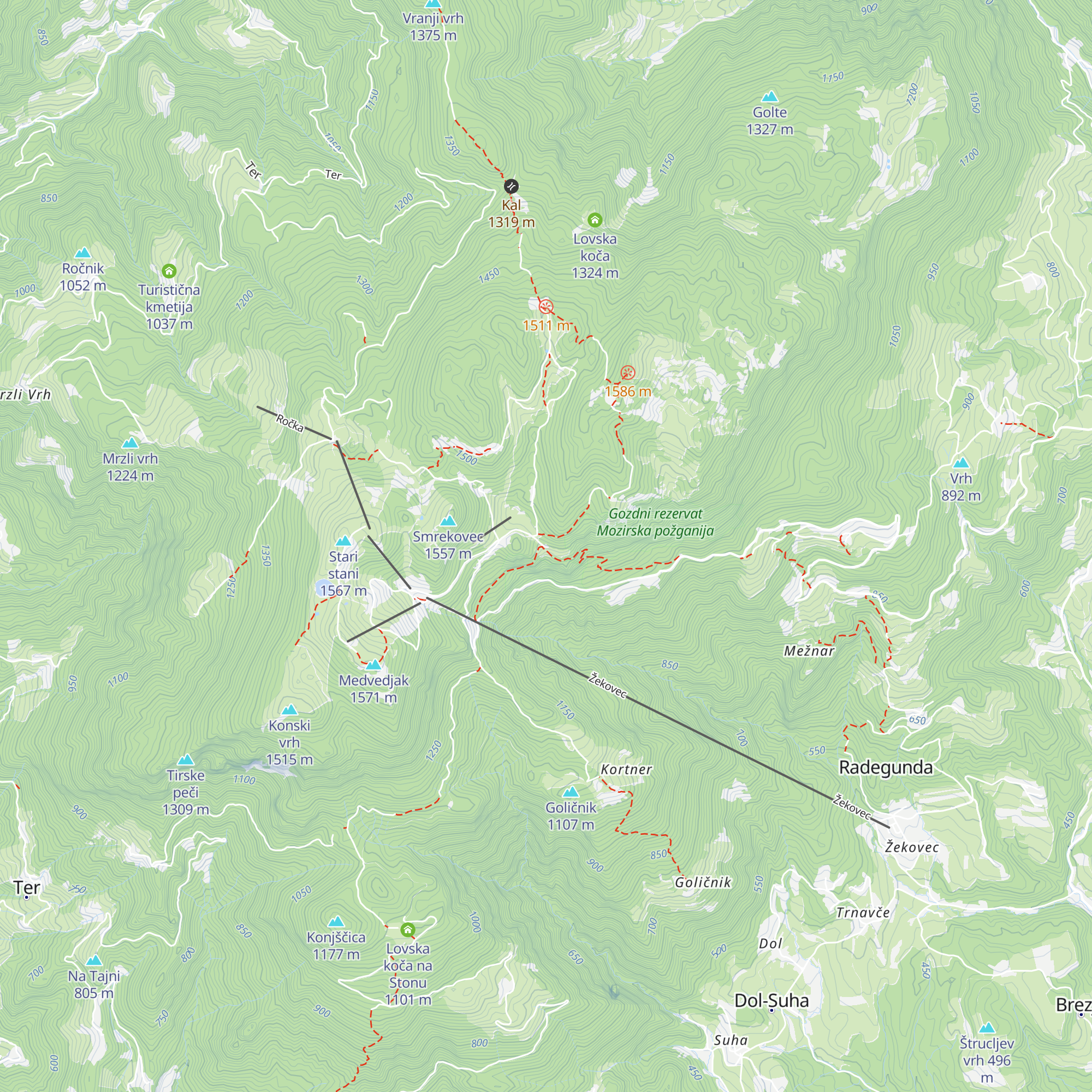 Mozirska koča na Golteh map