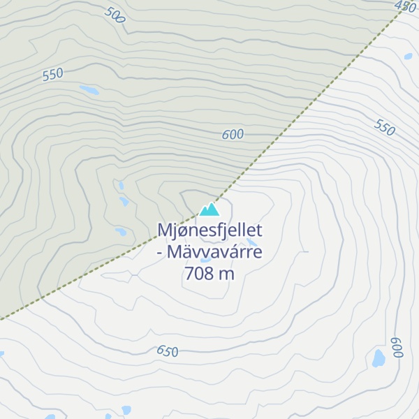 Map of Mjønesfjellet - Mävvavárre