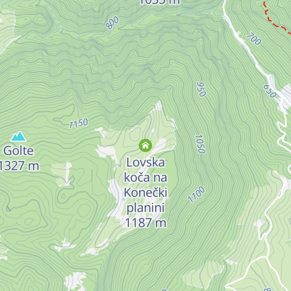 Map of Lovska koča na Konečki planini