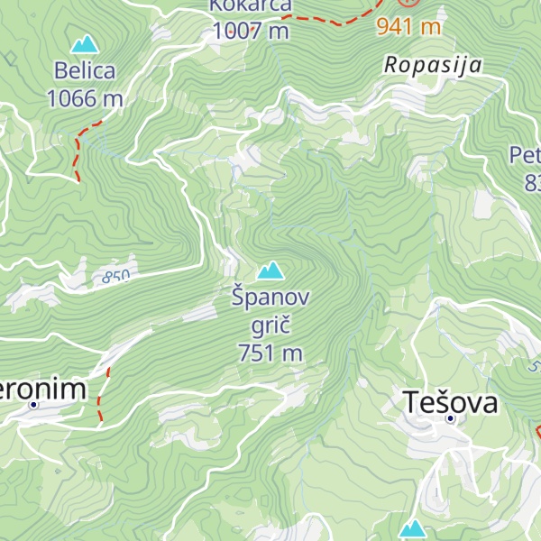 Map of Španov grič