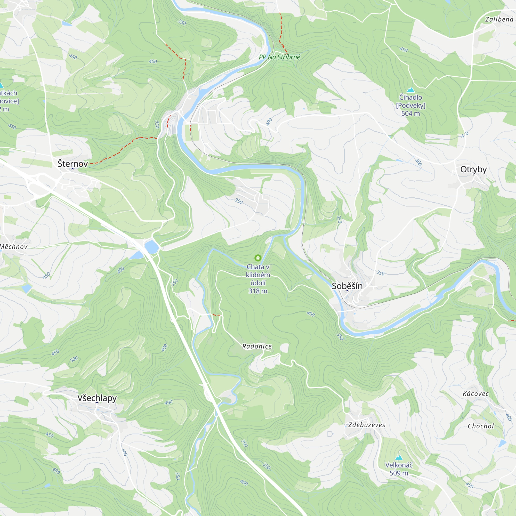 Chata v klidném údolí map