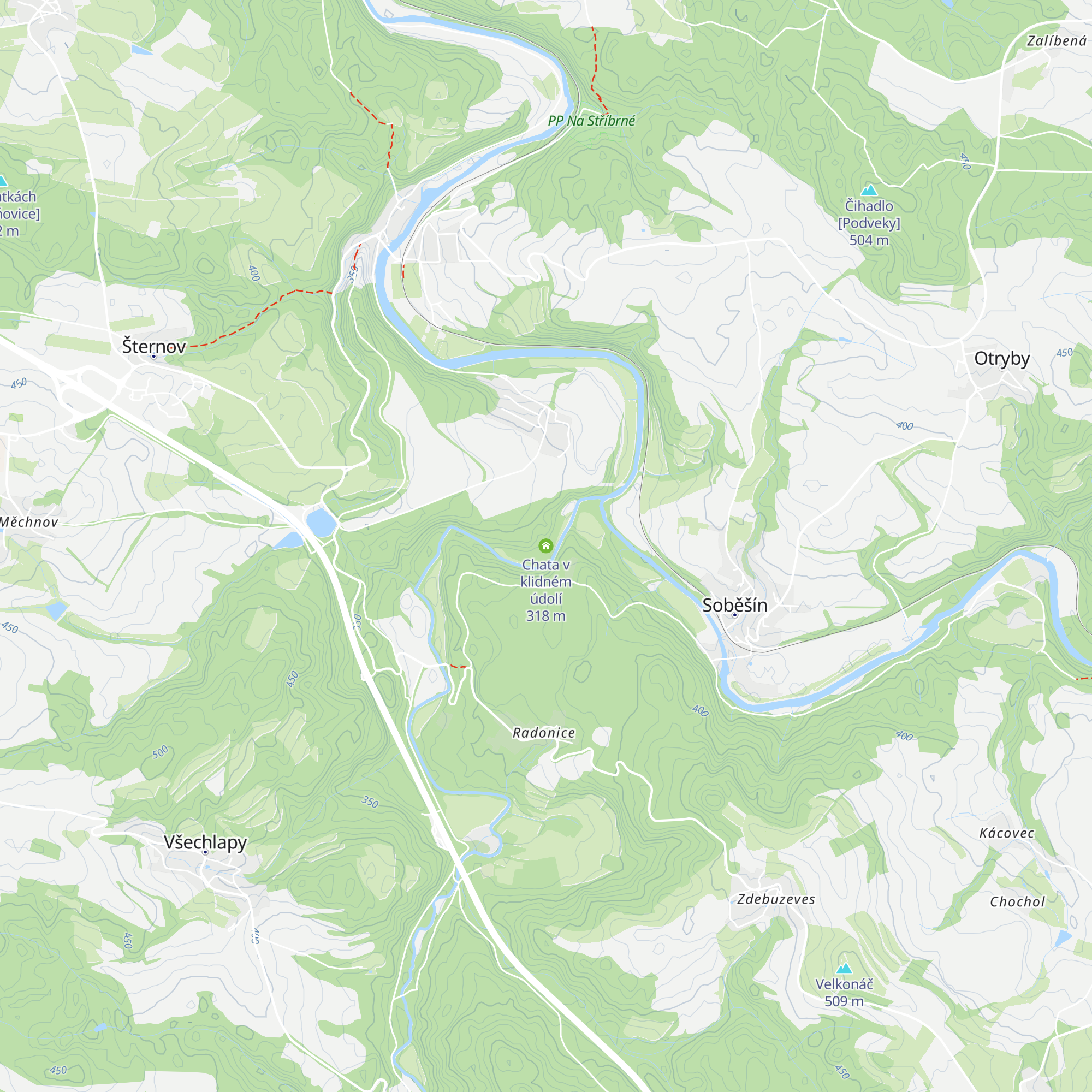 Chata v klidném údolí map