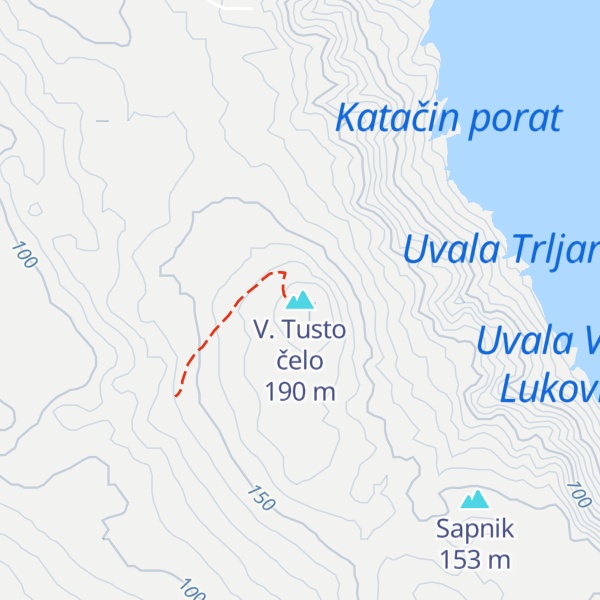 Map of V. Tusto čelo