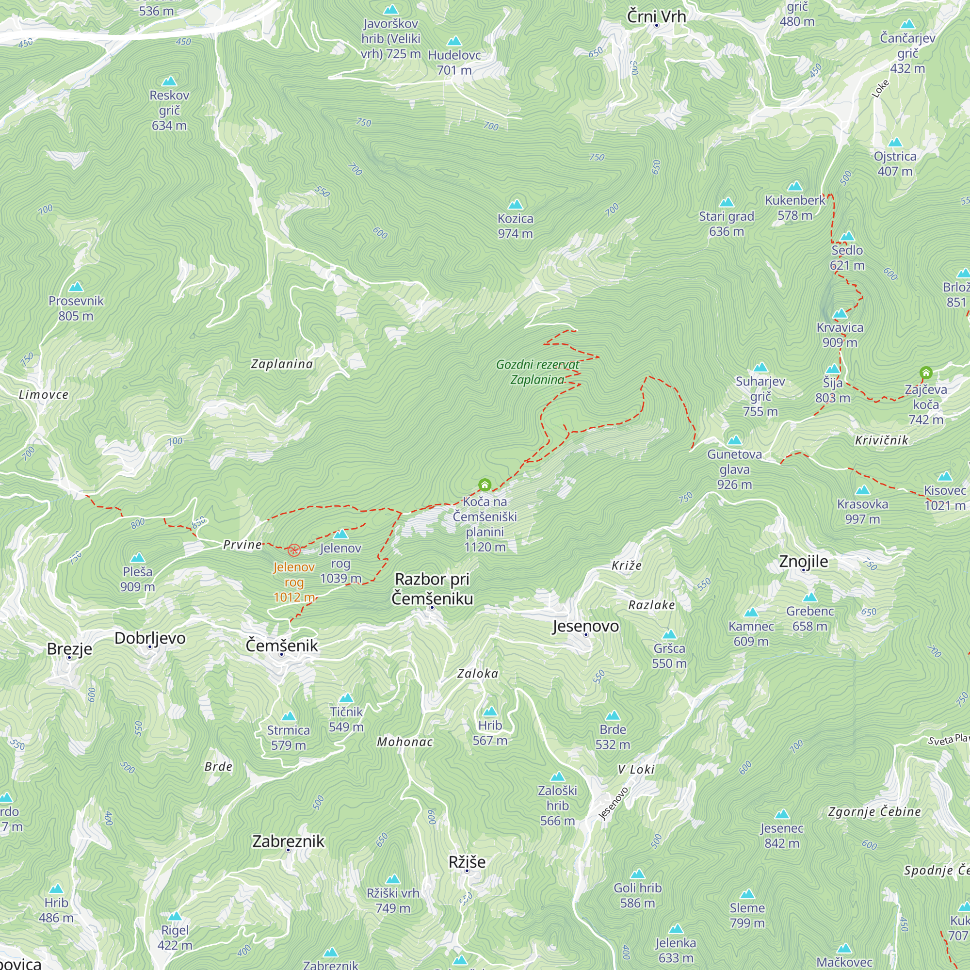 Koča na Čemšeniški planini map