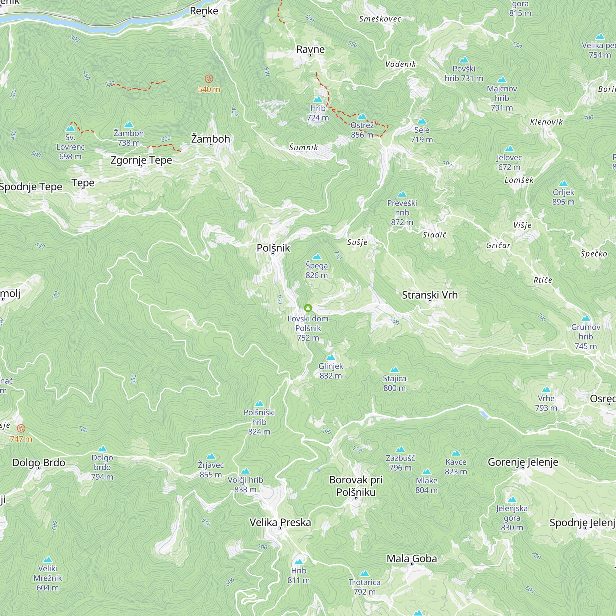 Lovski dom Polšnik map