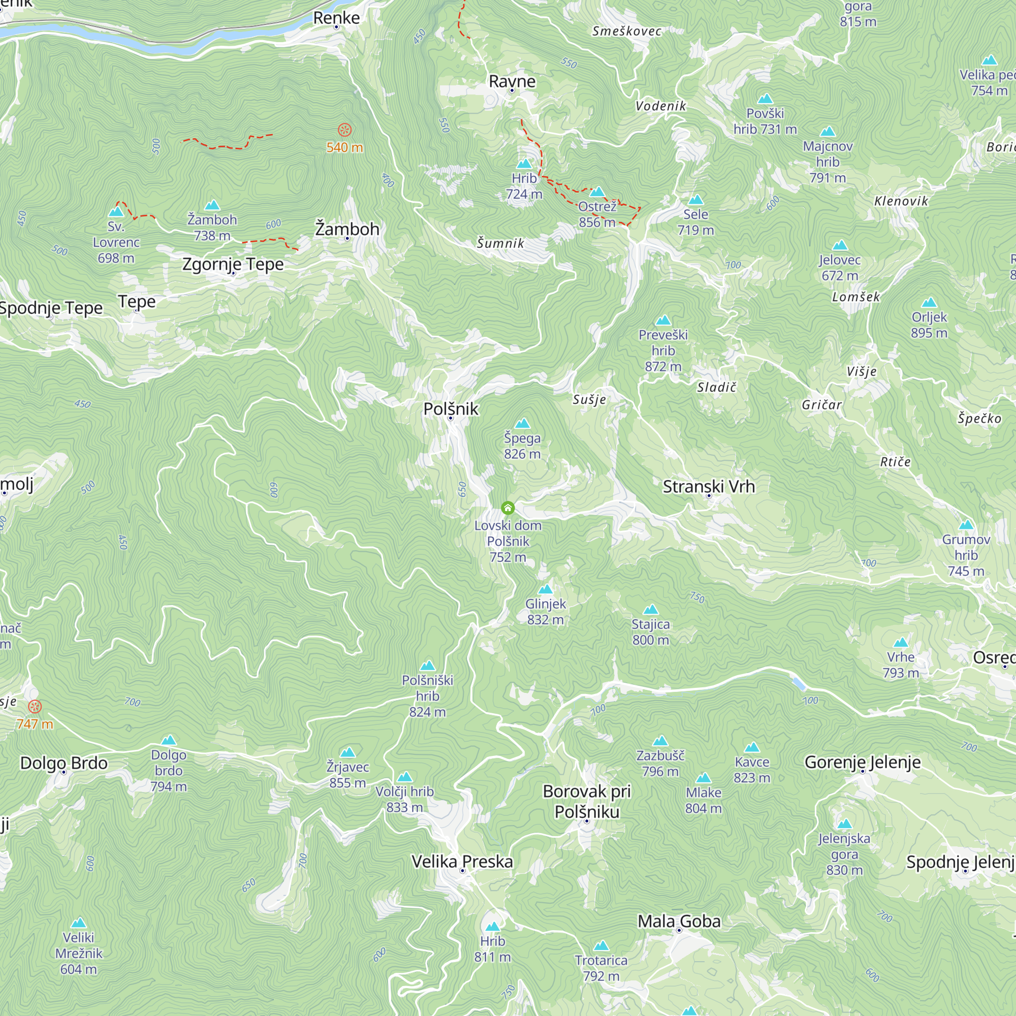 Lovski dom Polšnik map