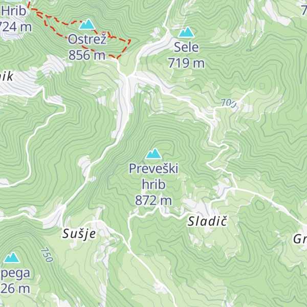 Map of Preveški hrib