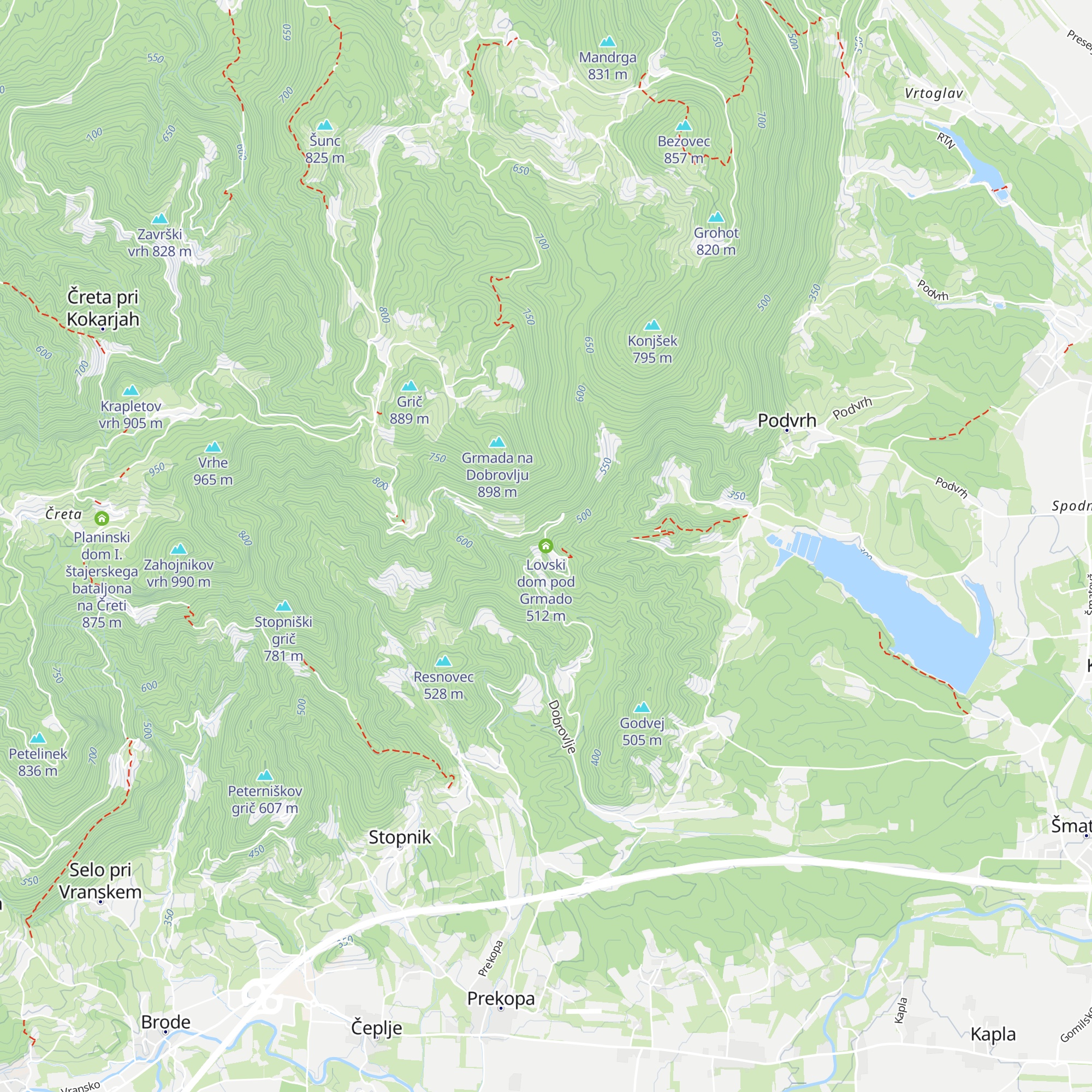 Lovski dom pod Grmado map
