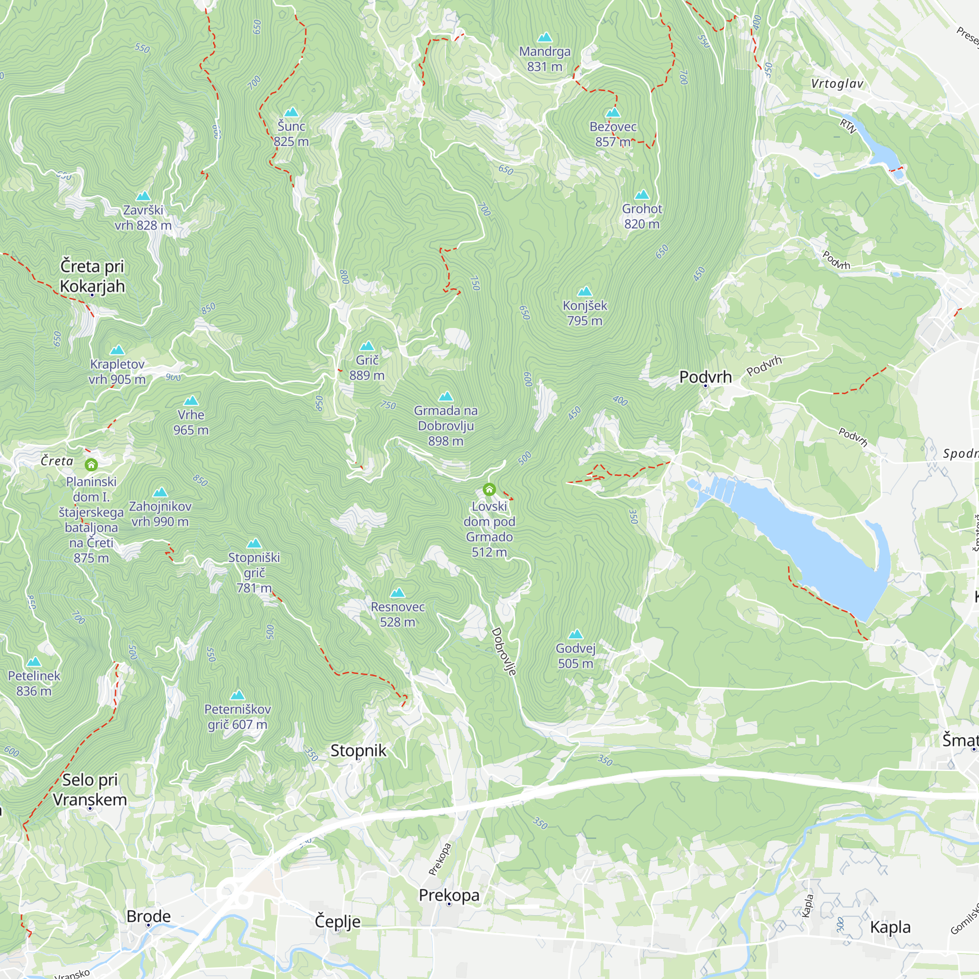 Lovski dom pod Grmado map