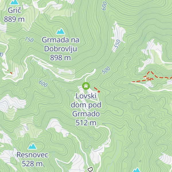 Map of Lovski dom pod Grmado