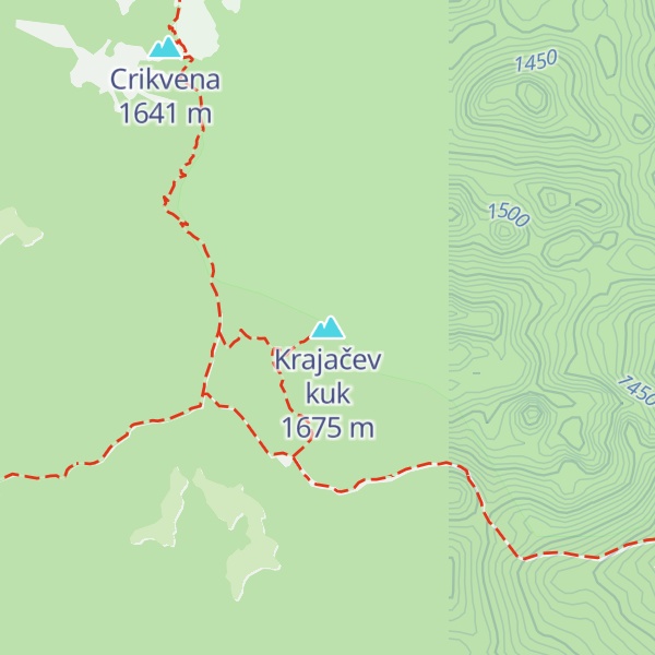 Map of Krajačev kuk