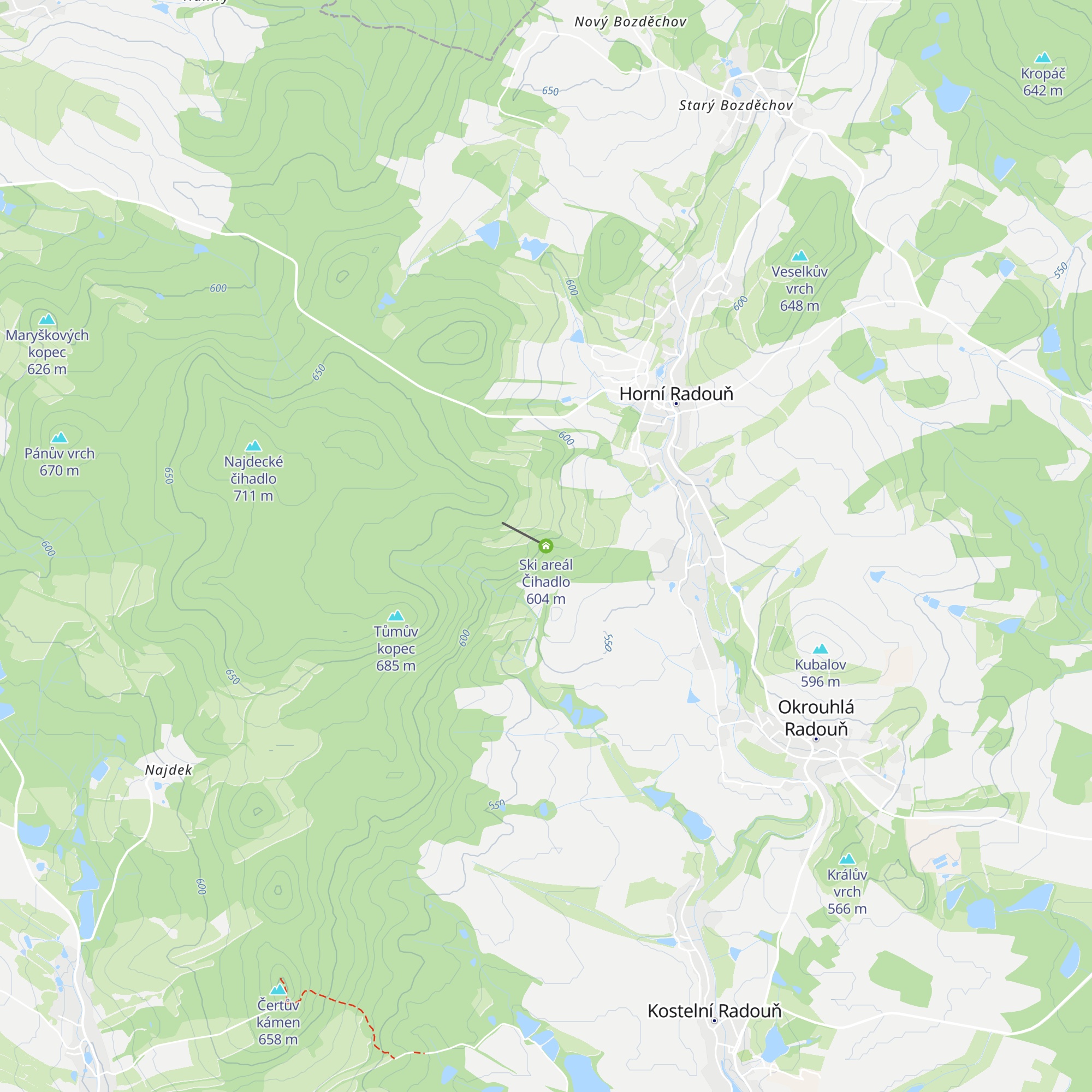 Ski areál Čihadlo map
