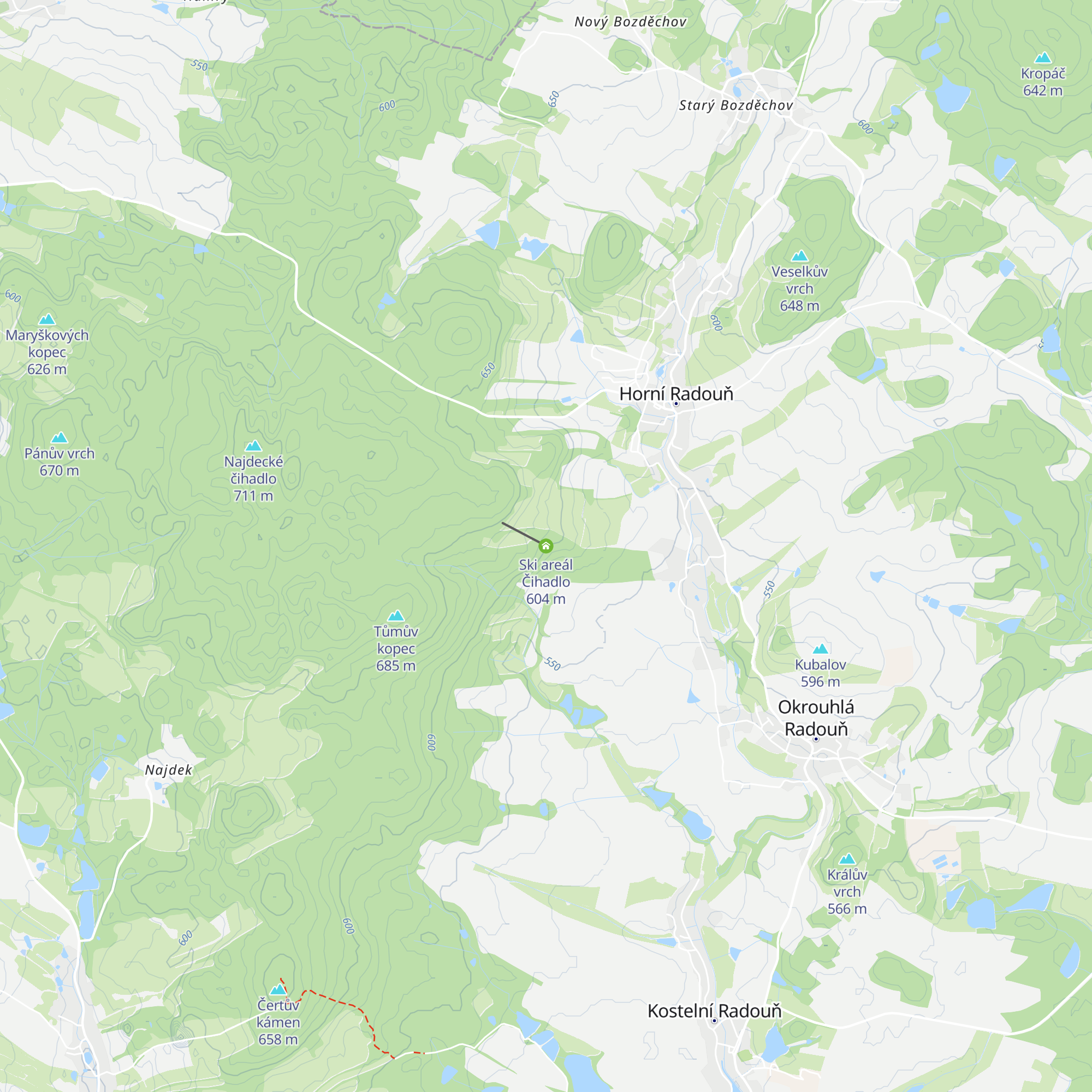 Ski areál Čihadlo map