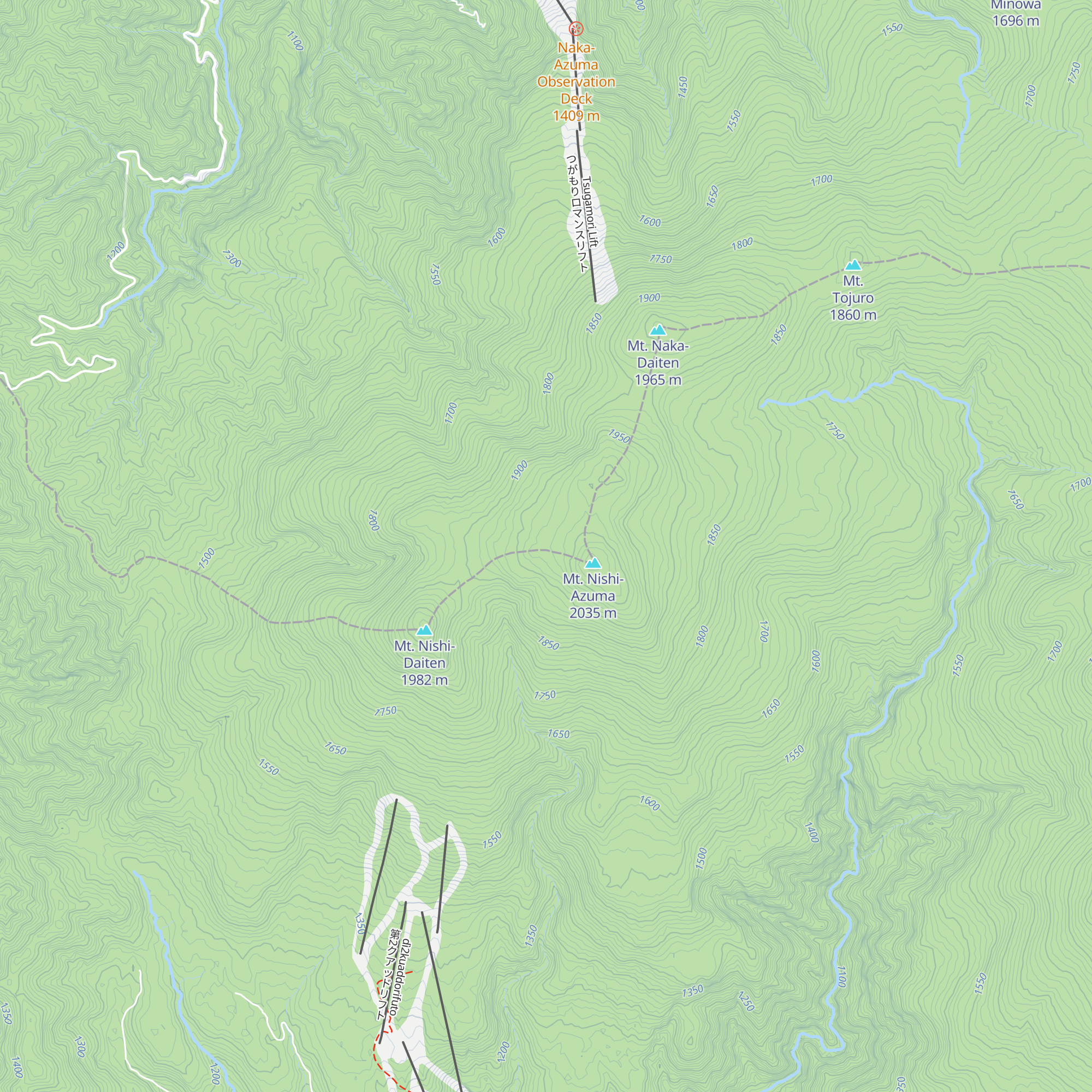 Nishi-Azuma Emergency Hut map