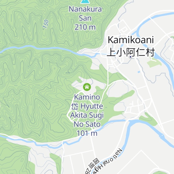 Map of Kamino 岱 Hyutte   Akita Sugi No Sato