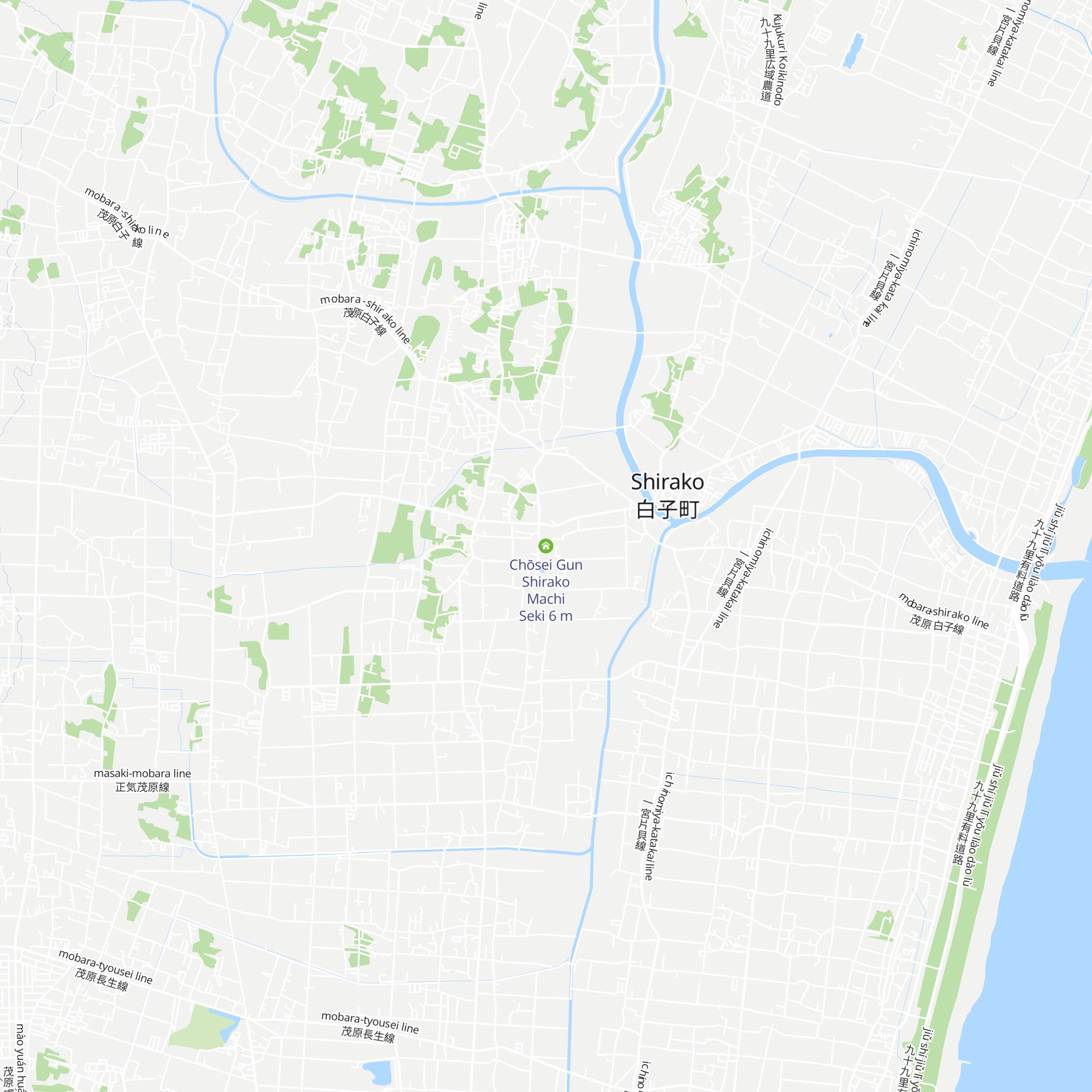 Chōsei Gun Shirako Machi Seki map