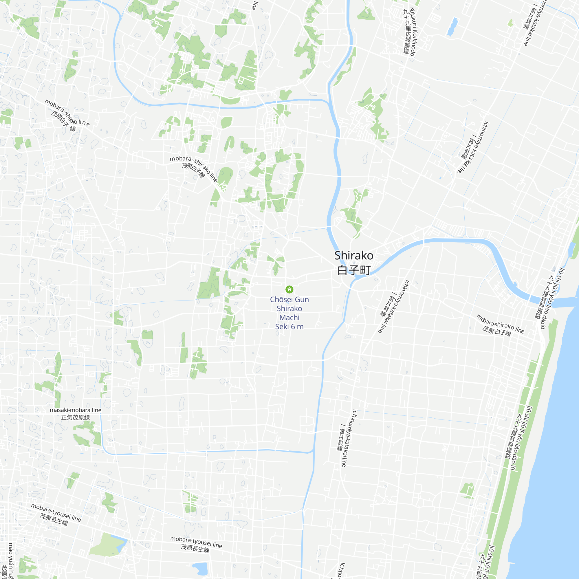 Chōsei Gun Shirako Machi Seki map