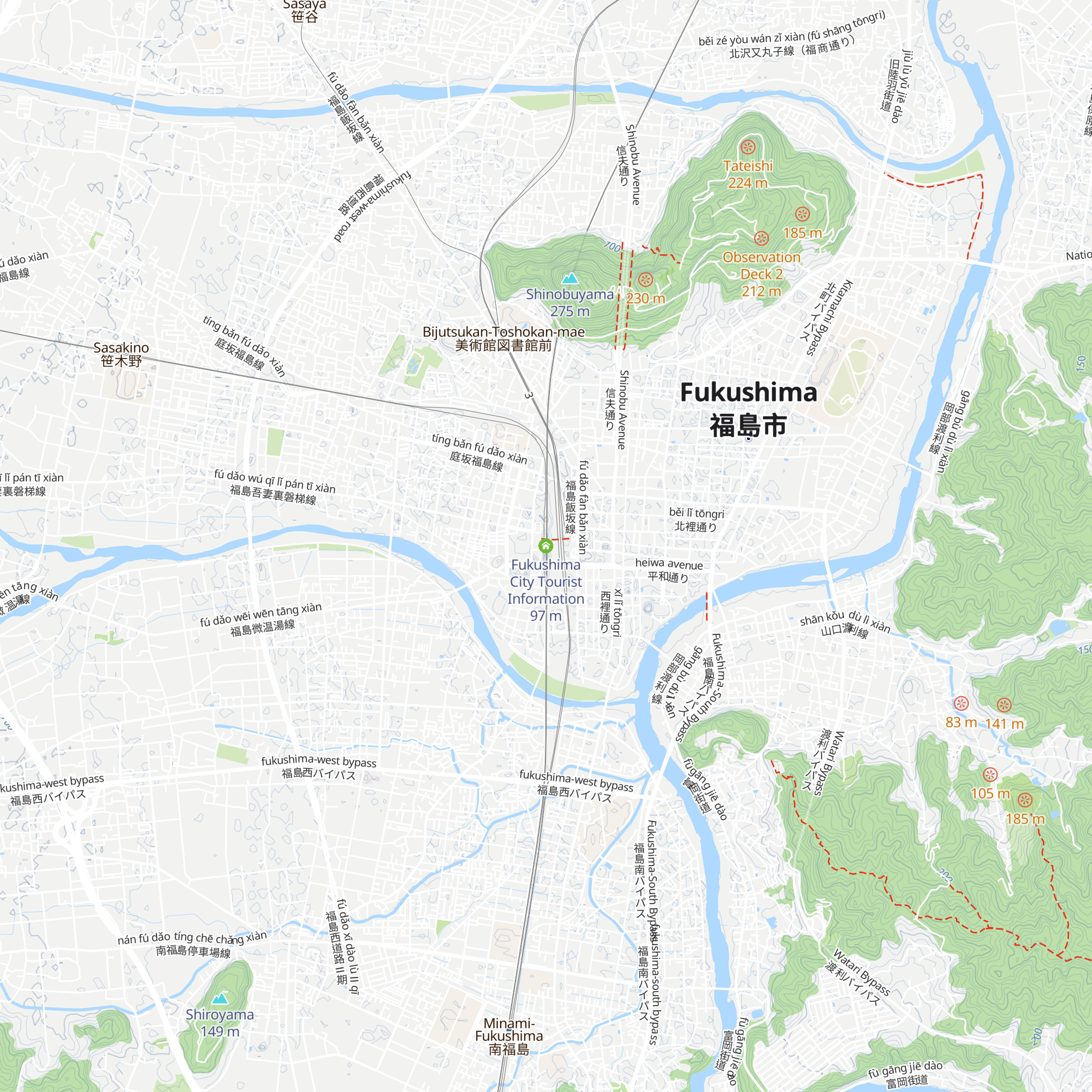 Fukushima City Tourist Information map
