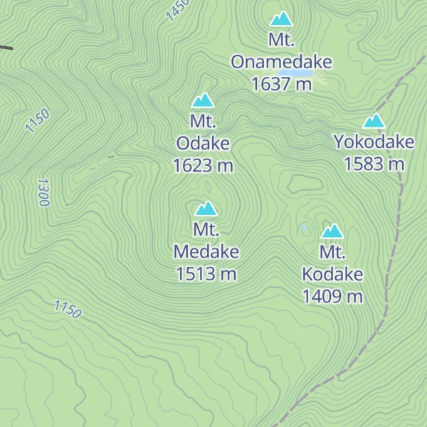Map of Mt. Akita-Komagatake
