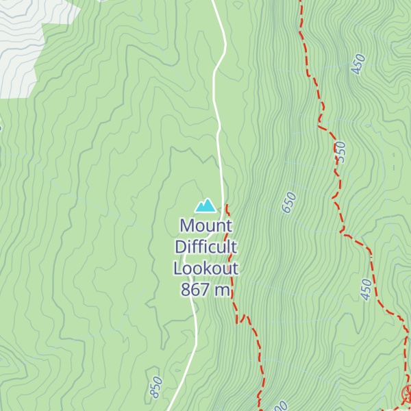 Map of Mount Difficult Lookout