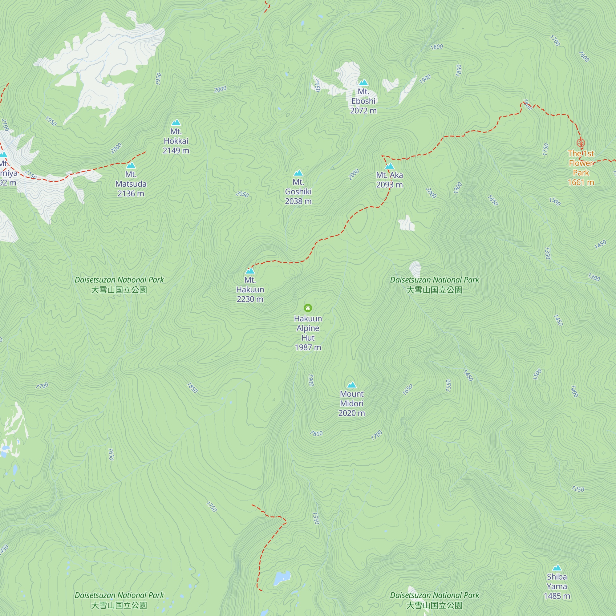 Hakuun Alpine Hut map