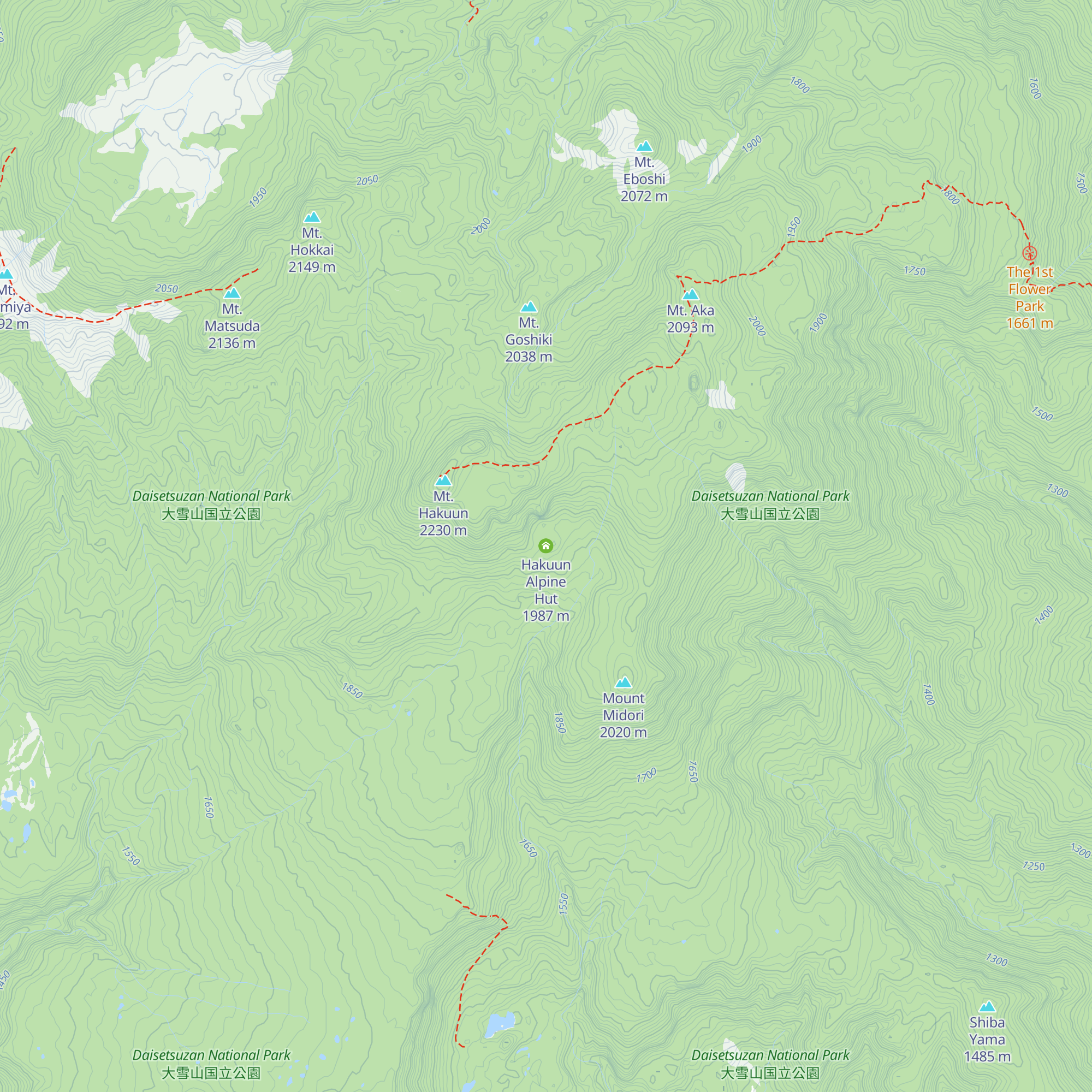 Hakuun Alpine Hut map