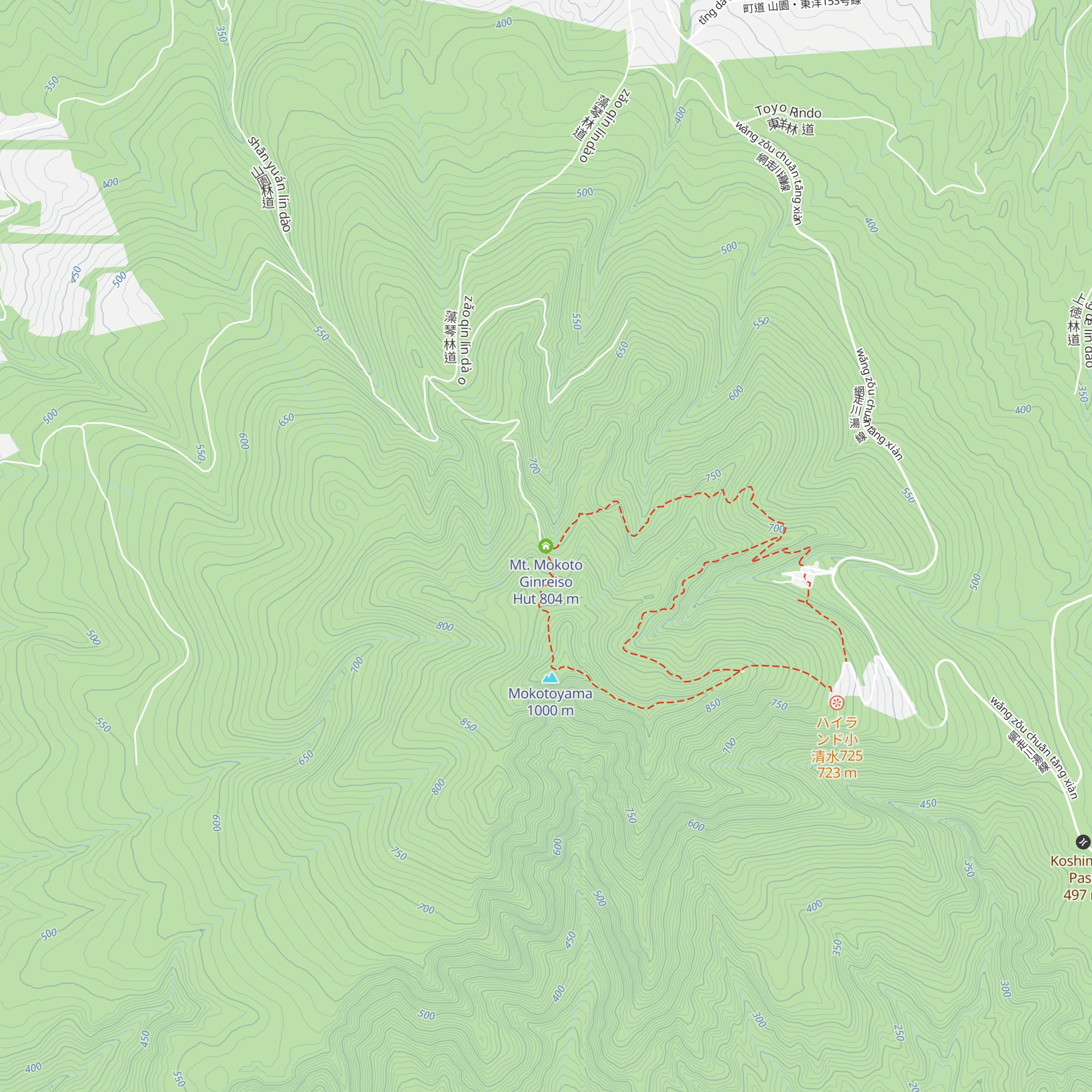 Mt. Mokoto Ginreiso Hut map
