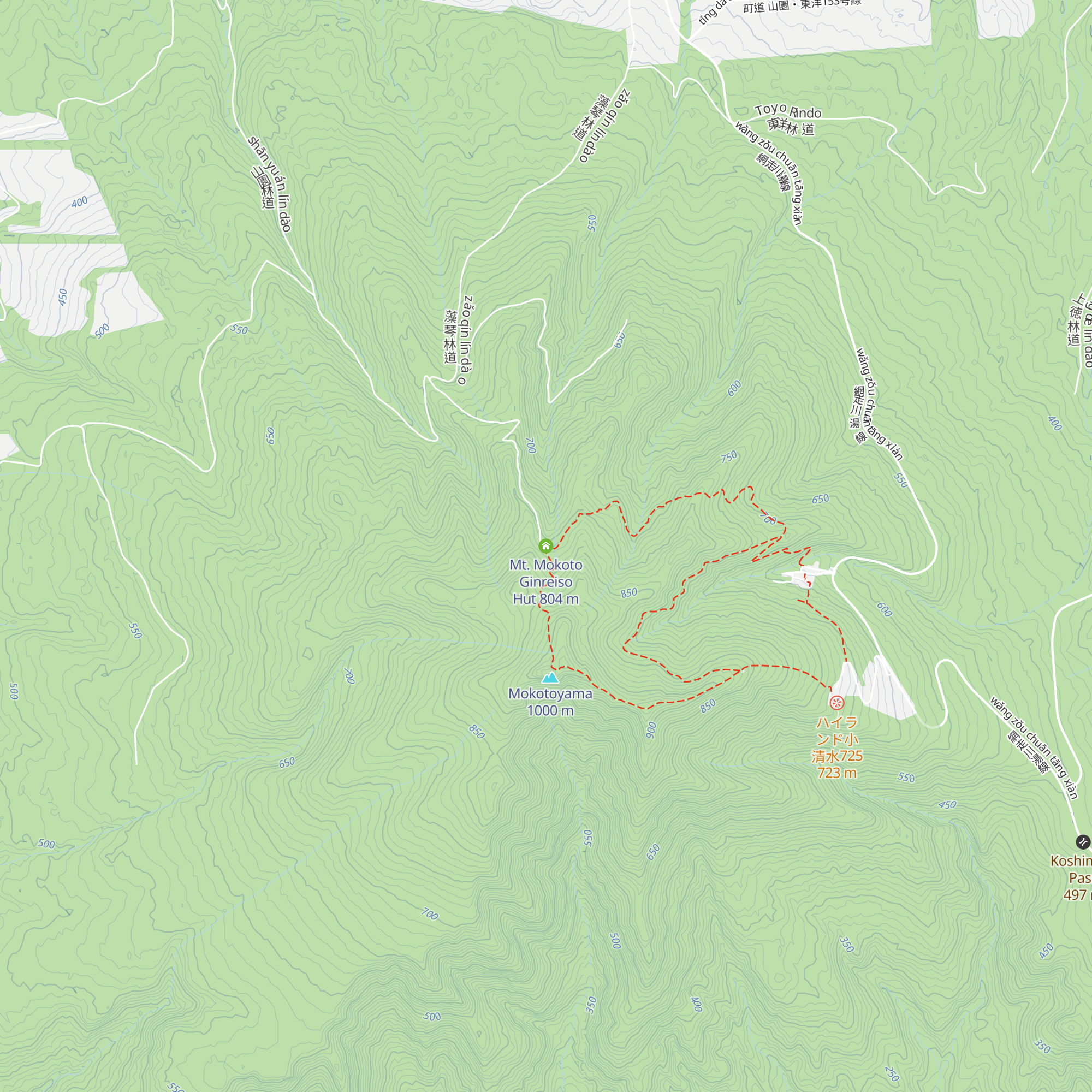 Mt. Mokoto Ginreiso Hut map