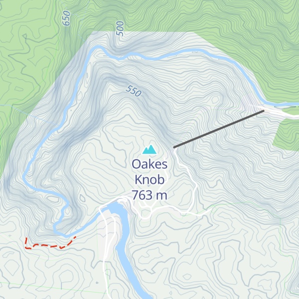 Map of Oakes Knob