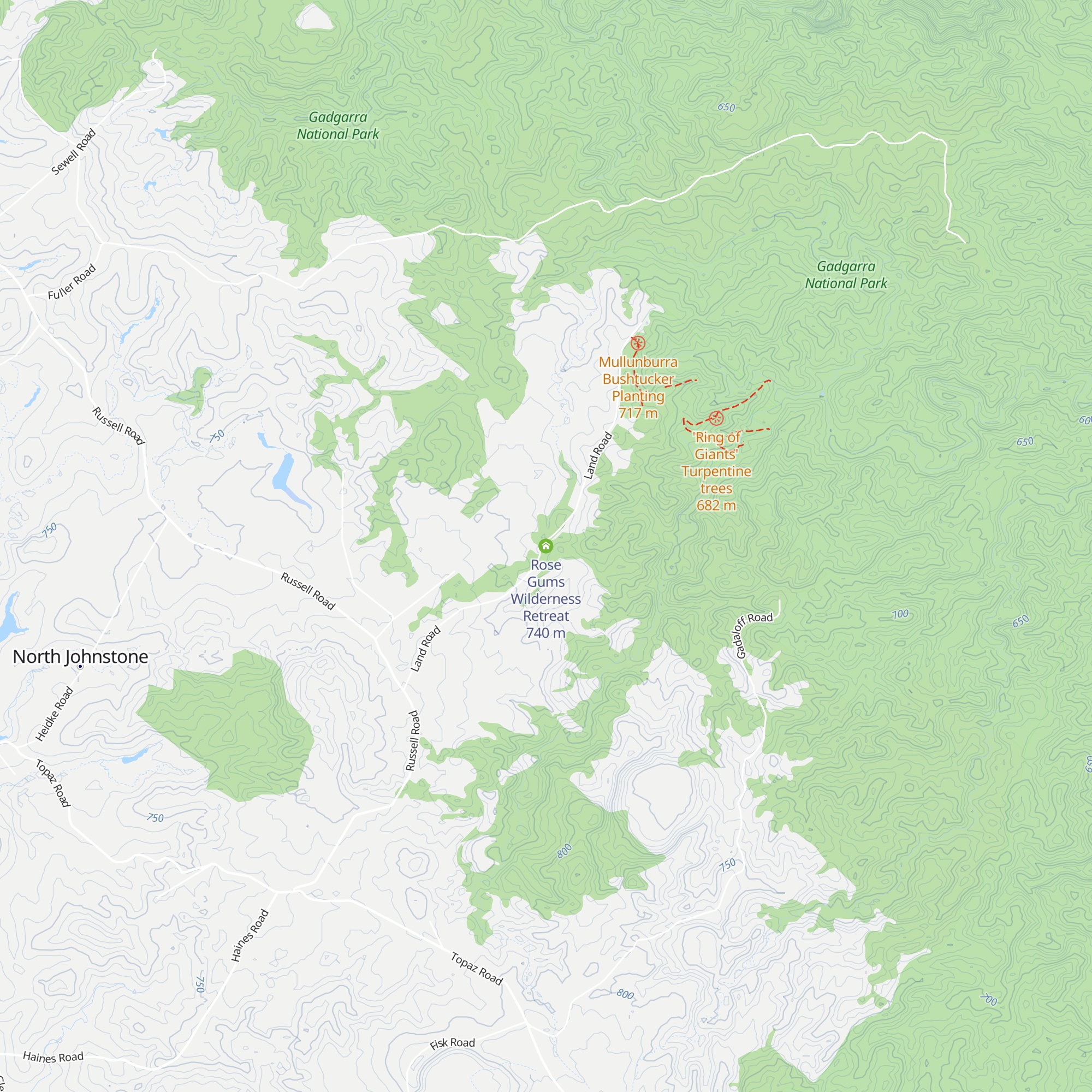 Rose Gums Wilderness Retreat map