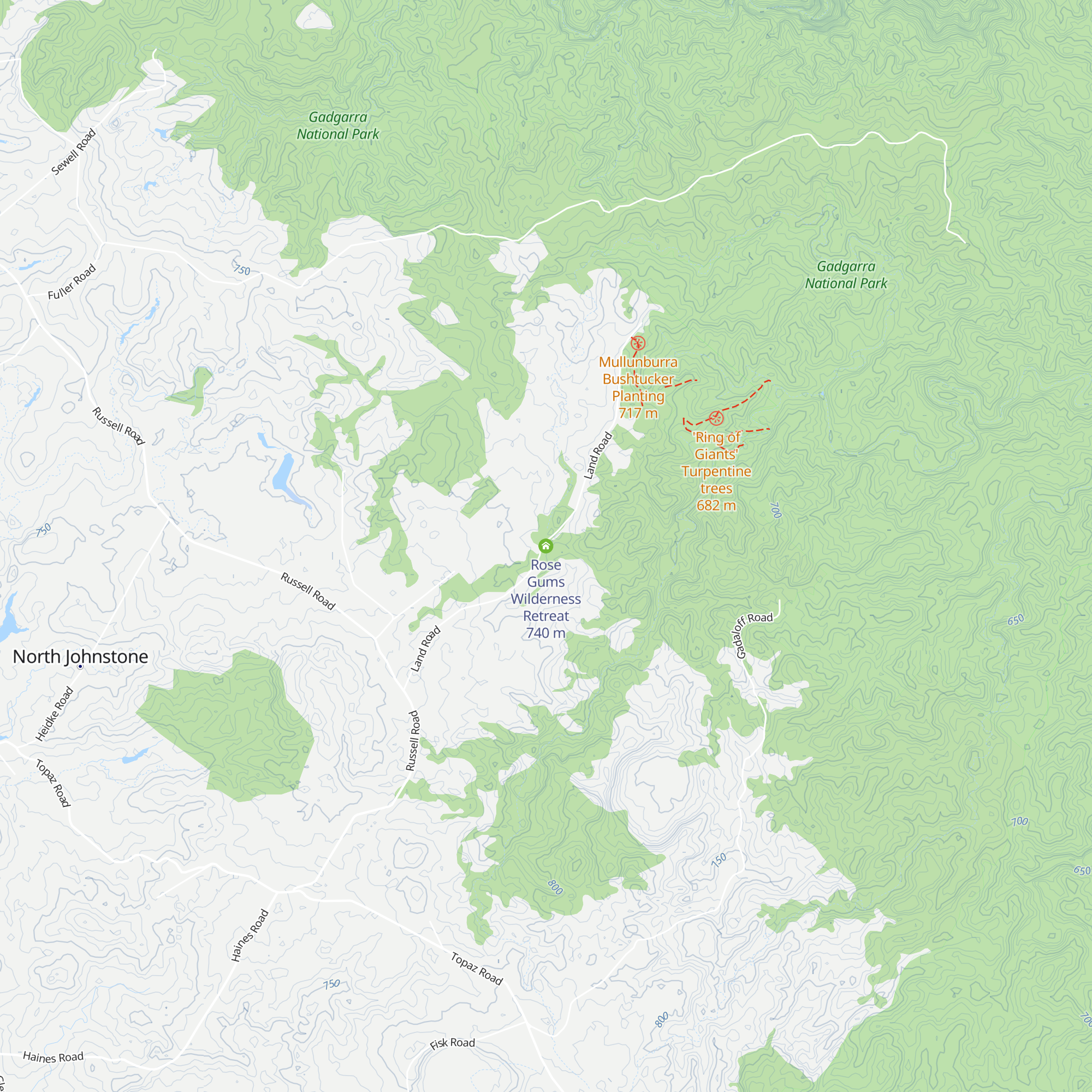Rose Gums Wilderness Retreat map