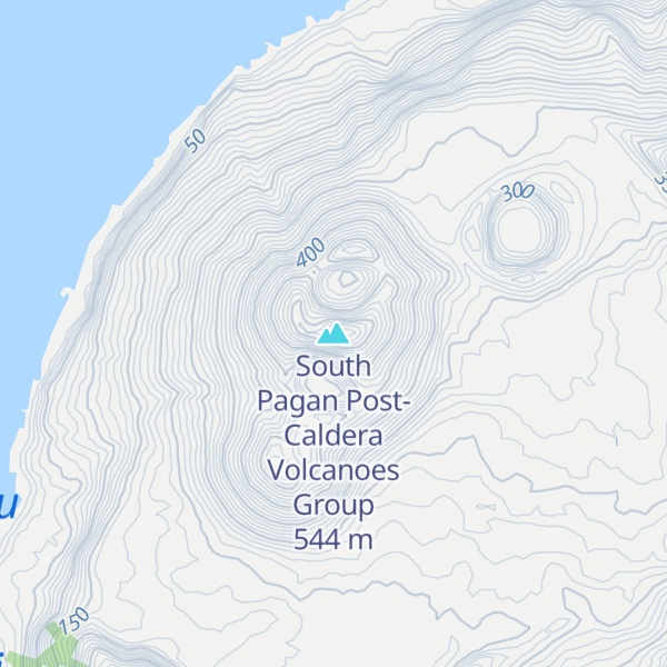 Map of South Pagan Post-Caldera Volcanoes Group