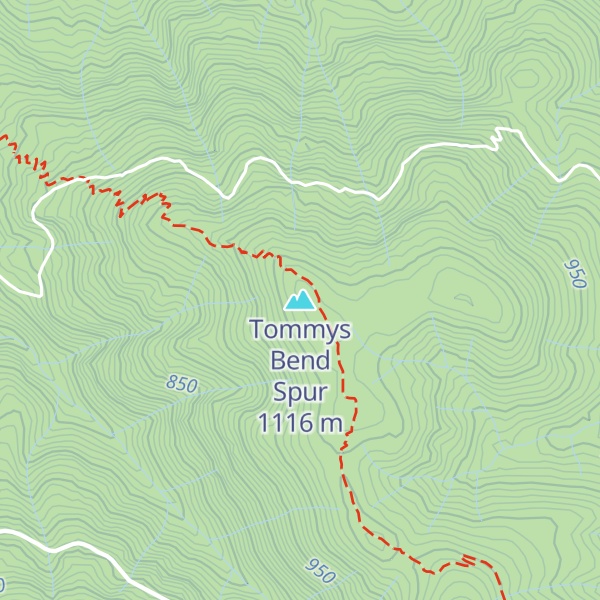 Map of Tommys Bend Spur