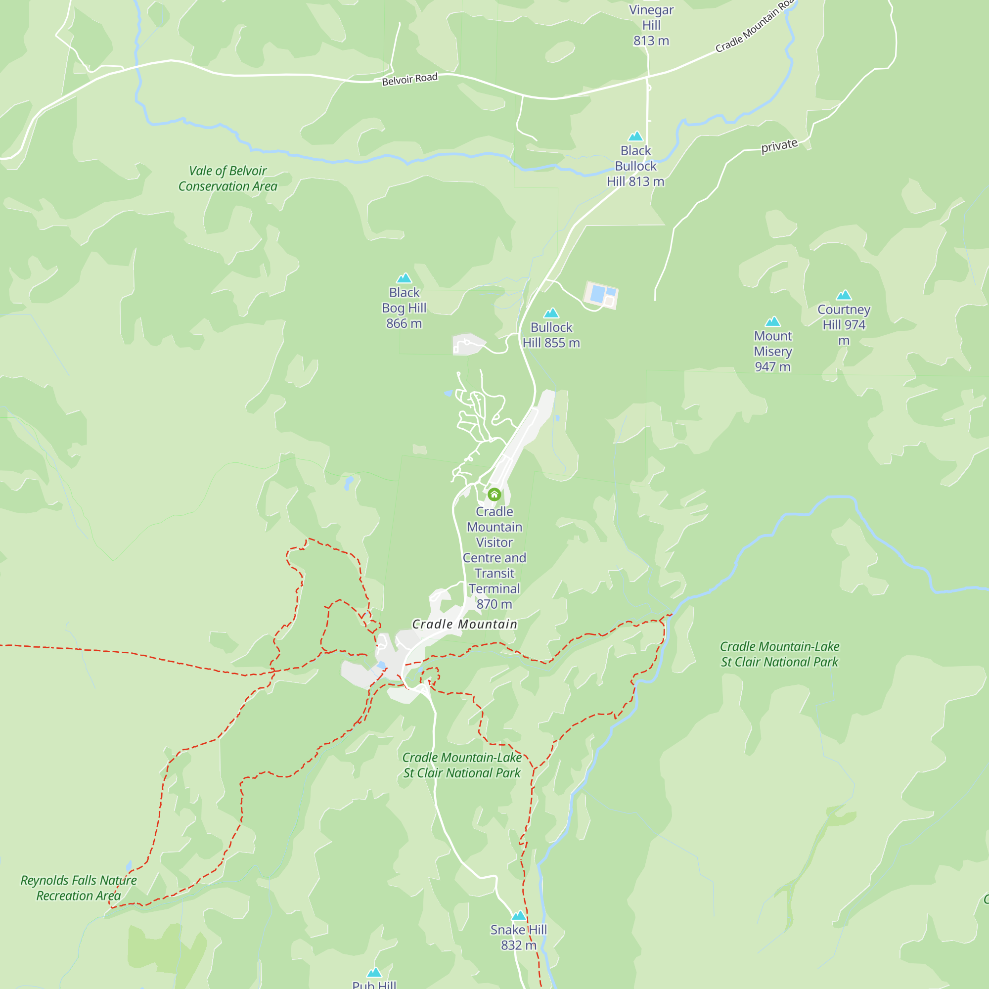 Cradle Mountain Visitor Centre and Transit Terminal map