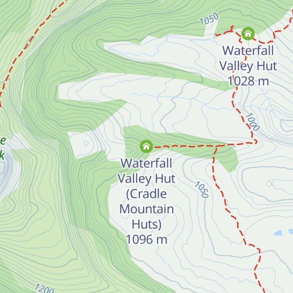 Map of Waterfall Valley Hut (Cradle Mountain Huts)