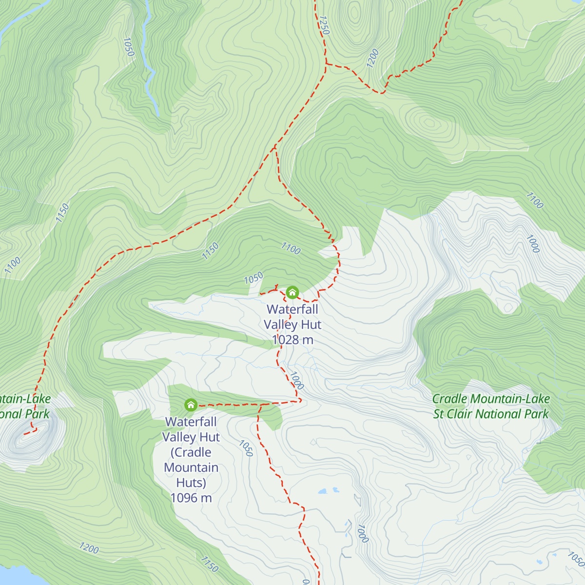 Waterfall Valley Hut map