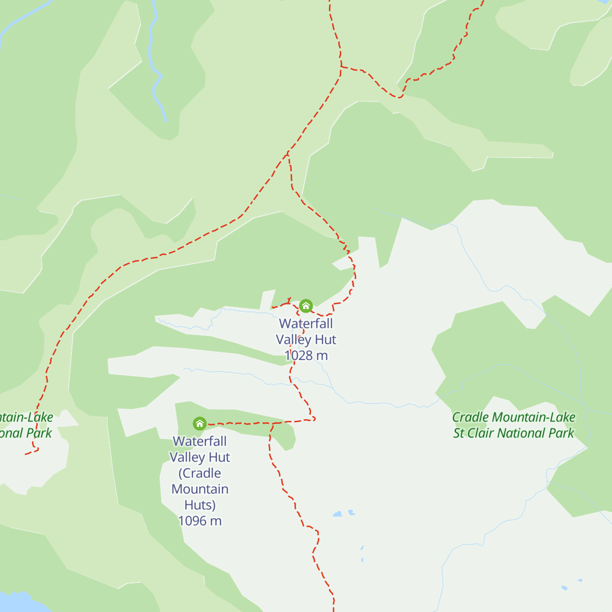 Waterfall Valley Hut map