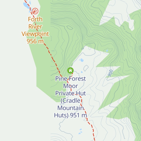Map of Pine Forest Moor Private Hut (Cradle Mountain Huts)