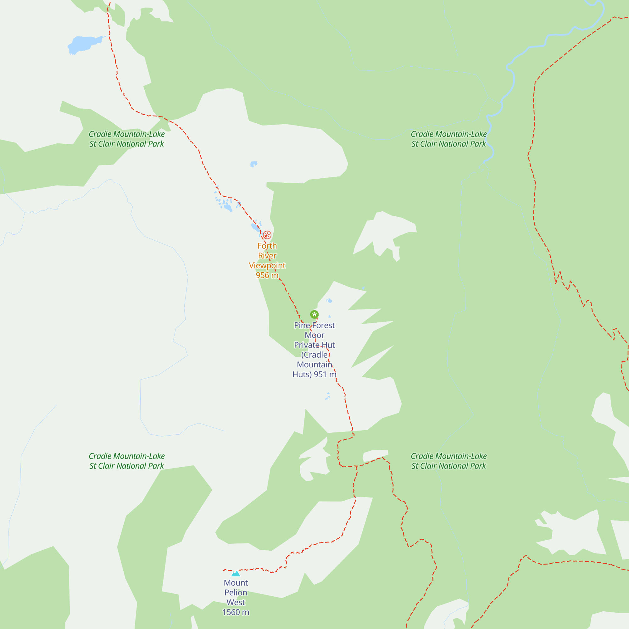 Pine Forest Moor Private Hut (Cradle Mountain Huts) map