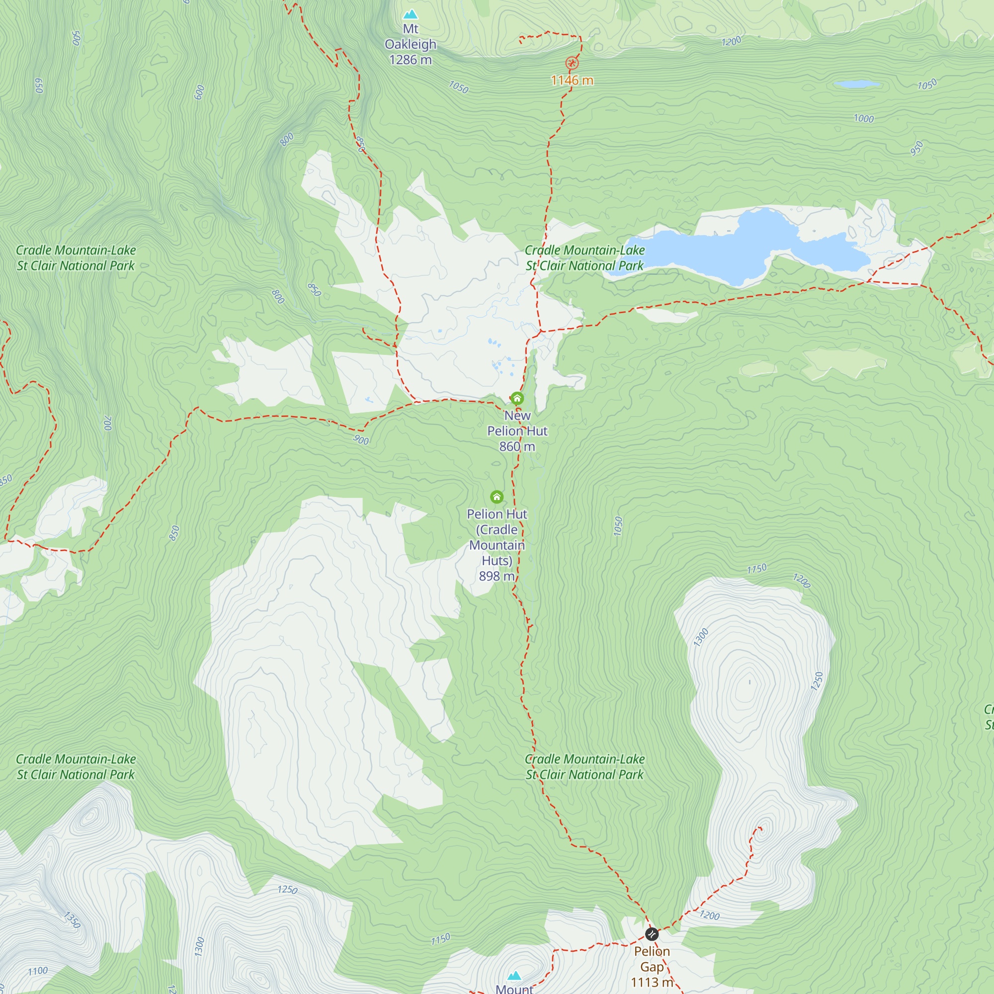 Pelion Hut (Cradle Mountain Huts) map
