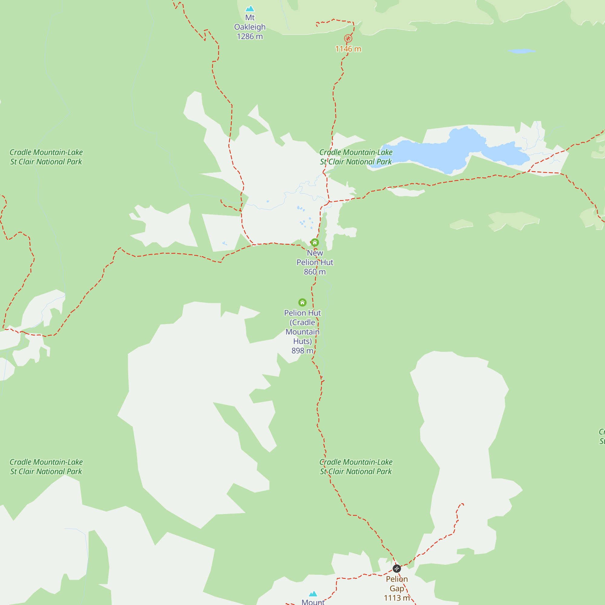 Pelion Hut (Cradle Mountain Huts) map