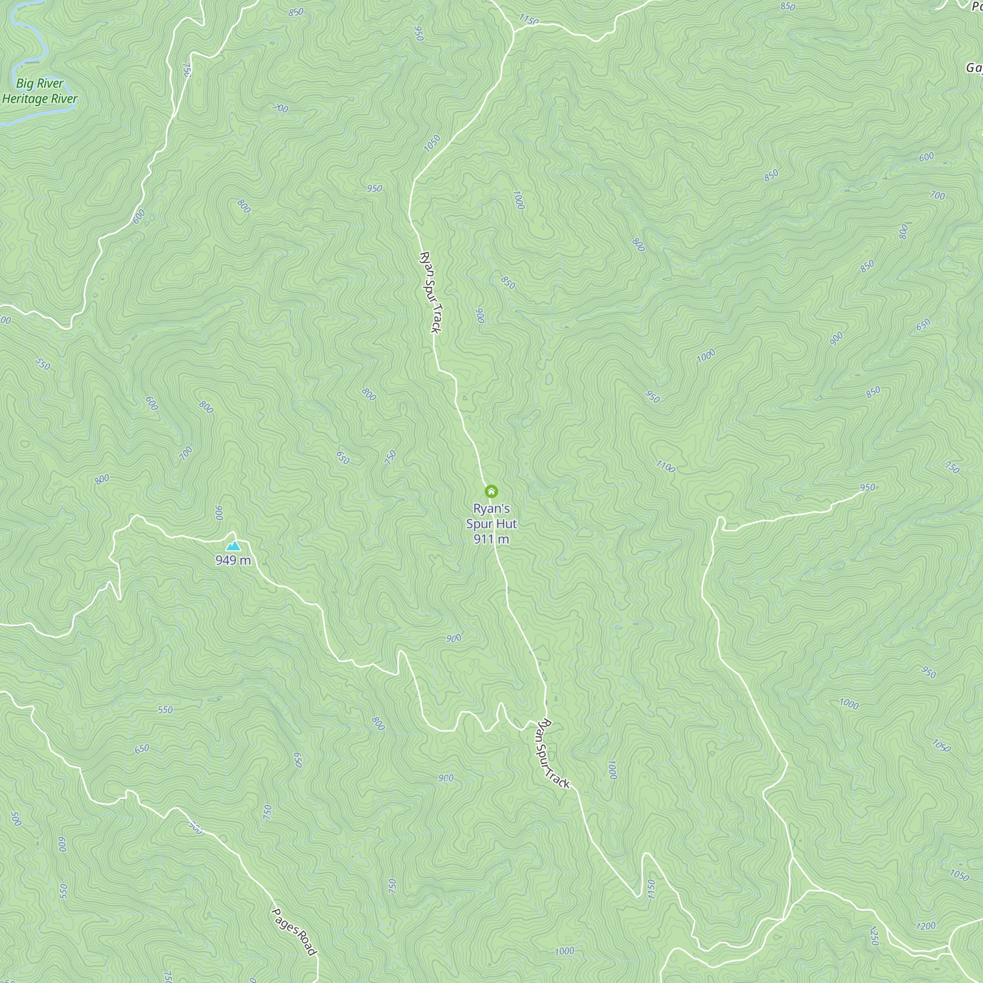 Ryan's Spur Hut map
