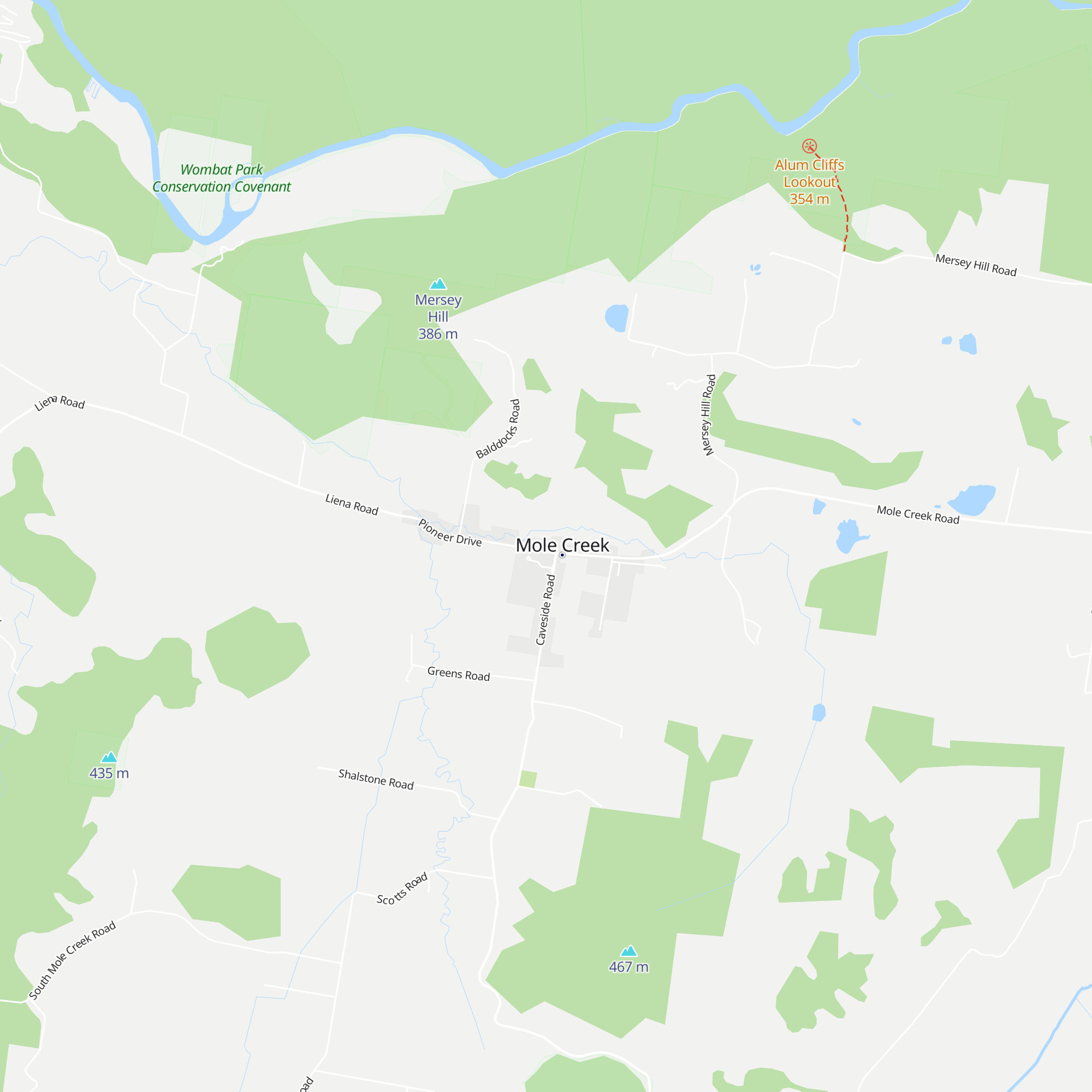 Mole creek online access & visitor information center map