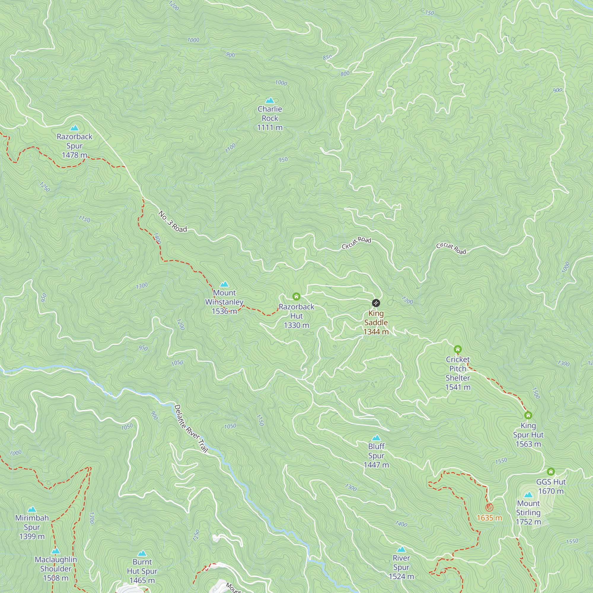 Razorback Hut map