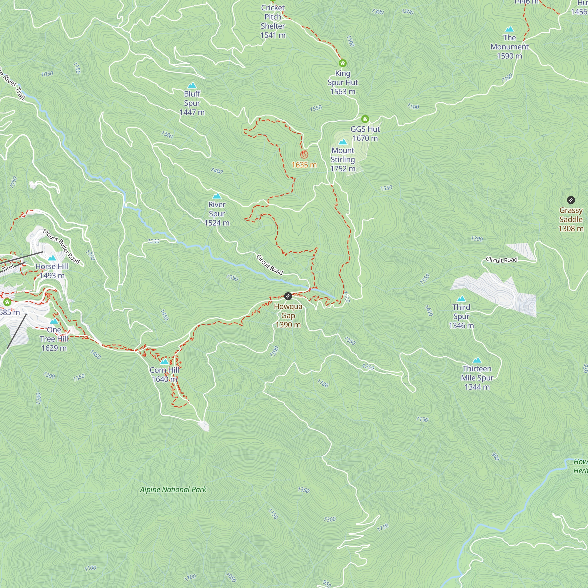 Howqua Gap Hut map
