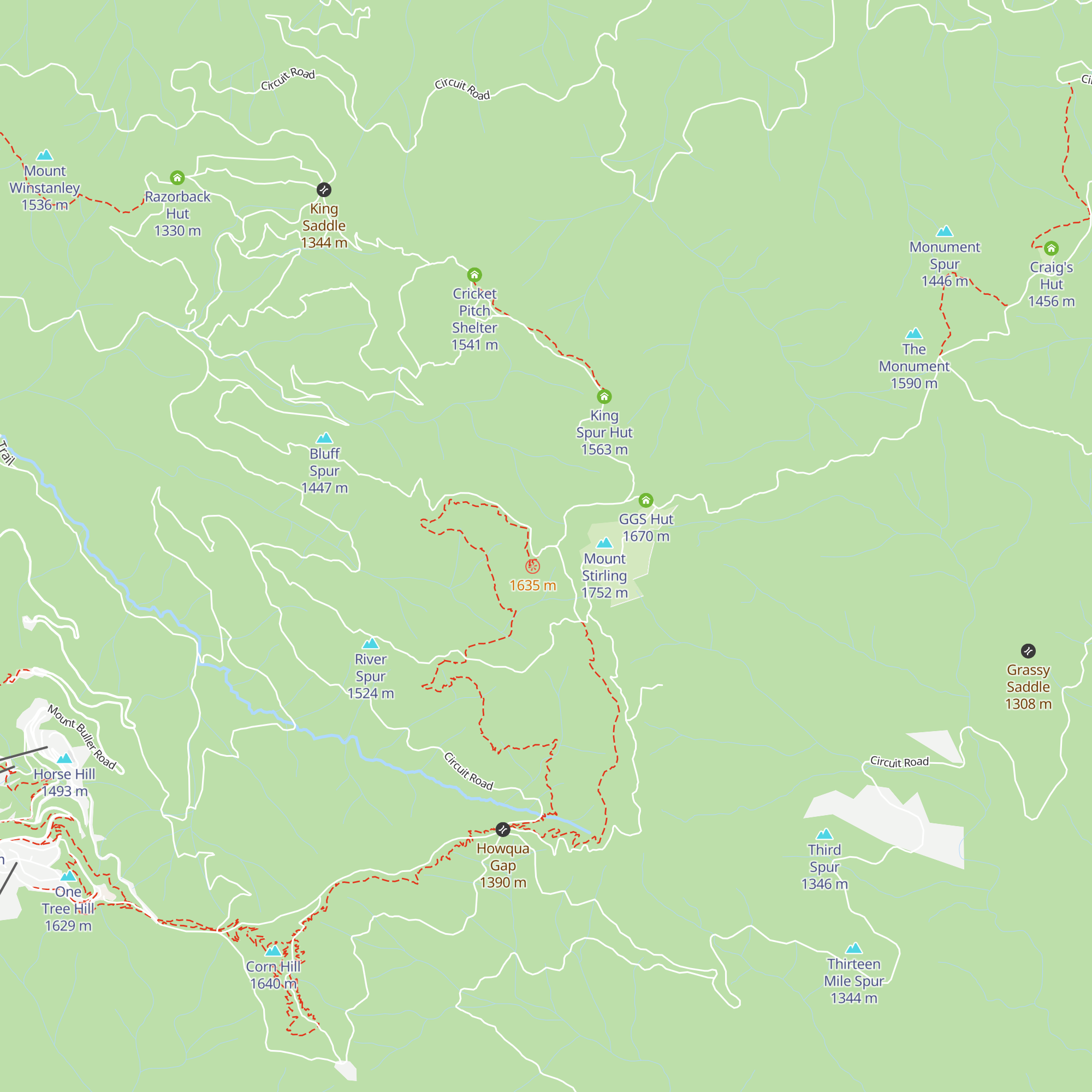 Bluff Spur Memorial Hut map