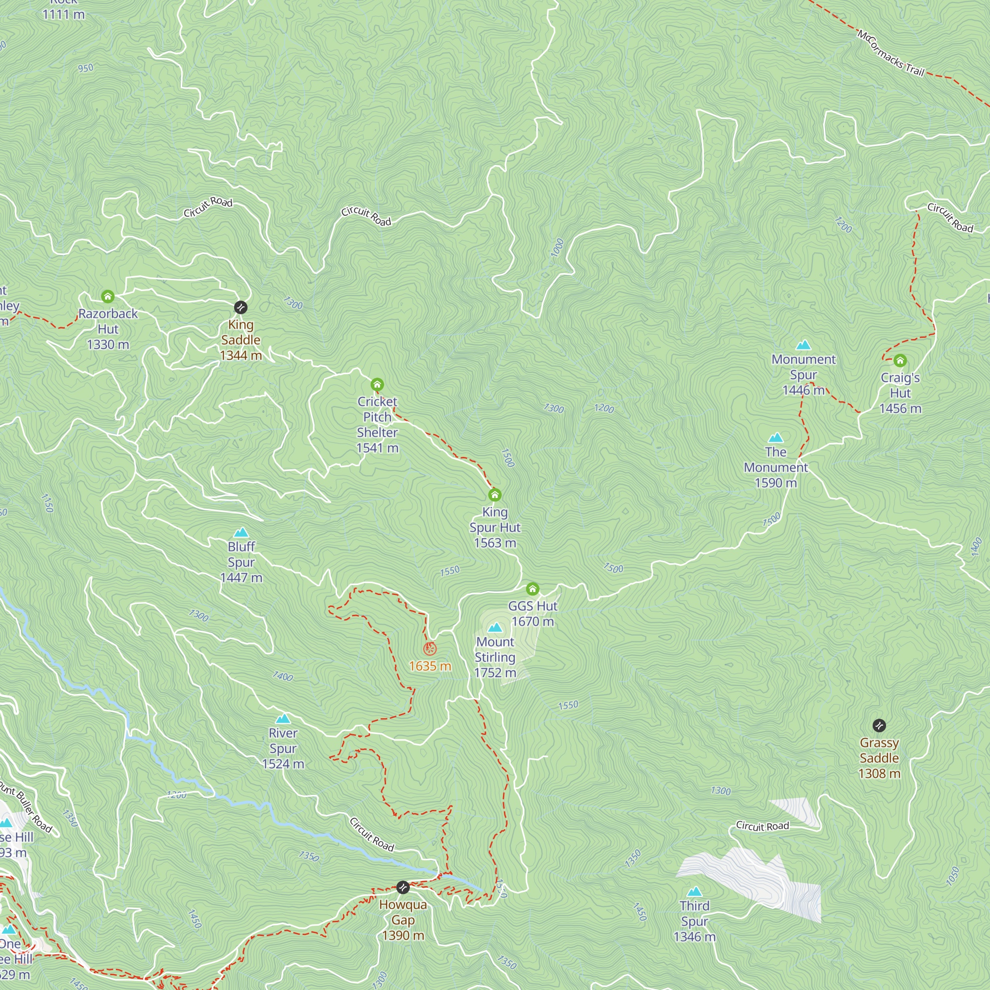 King Spur Hut map