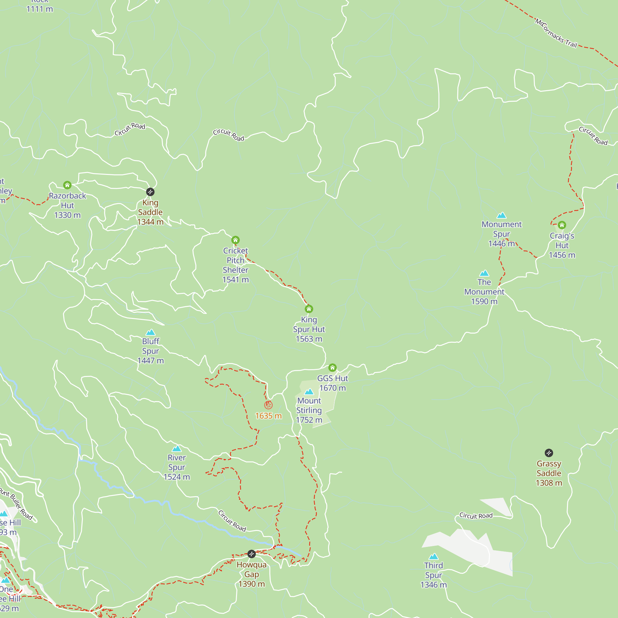 King Spur Hut map