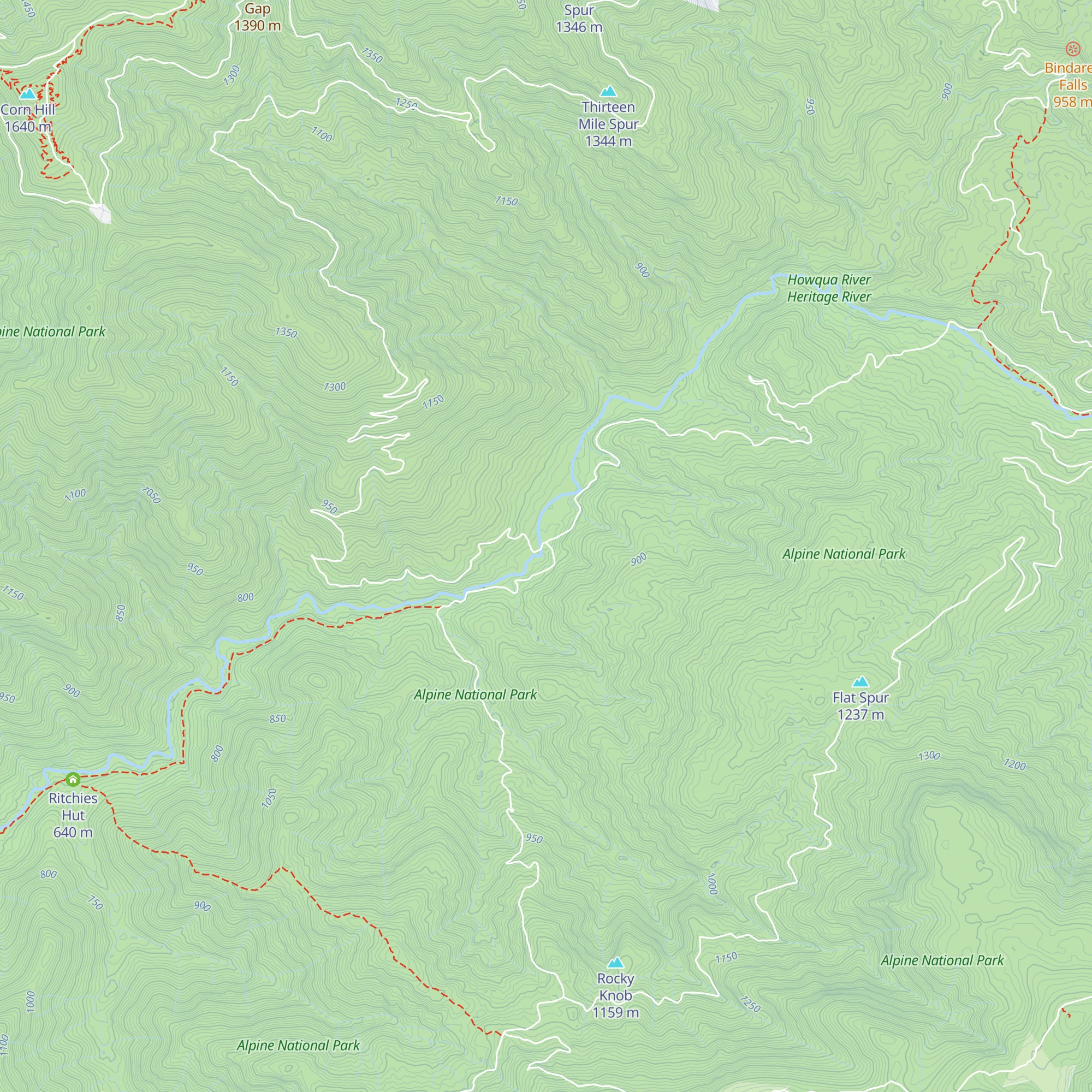 Pikes Flat Hut map